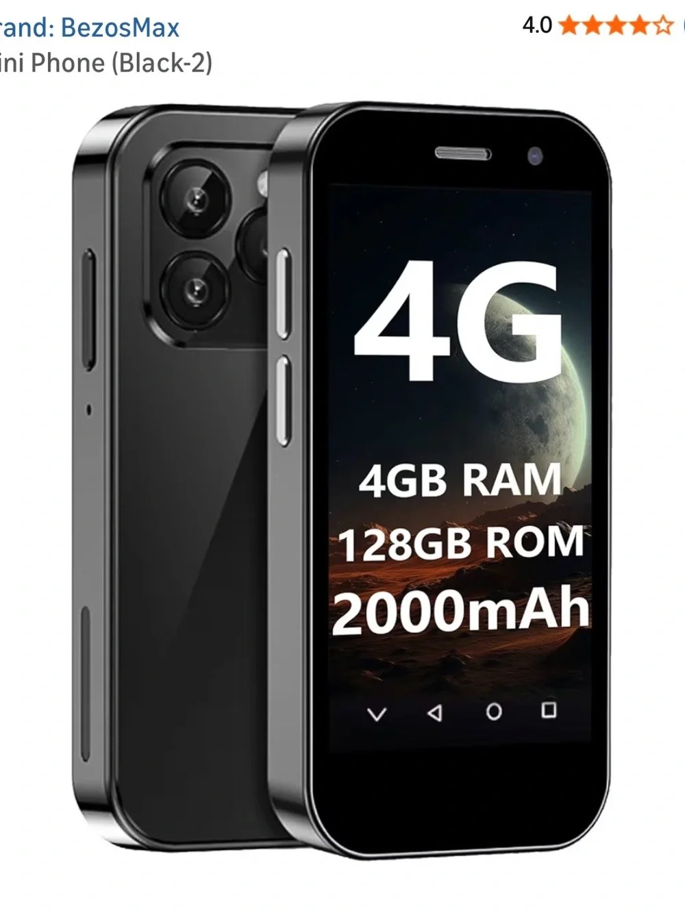 Mini Smartphone BezosMax 4G Android 9.0 3GB Black TD-LTE Digital mobile phone